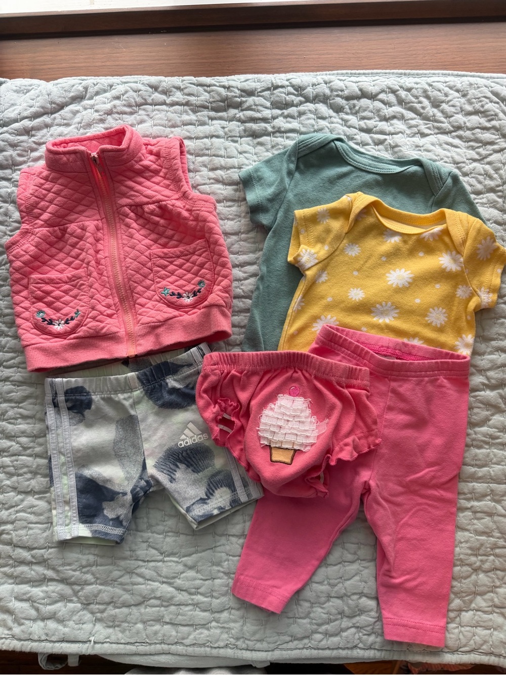 Baby Girl 6M Bundle 6pc — Adidas, Nursery Rhymes, Carter's, Cloud Island, Mini